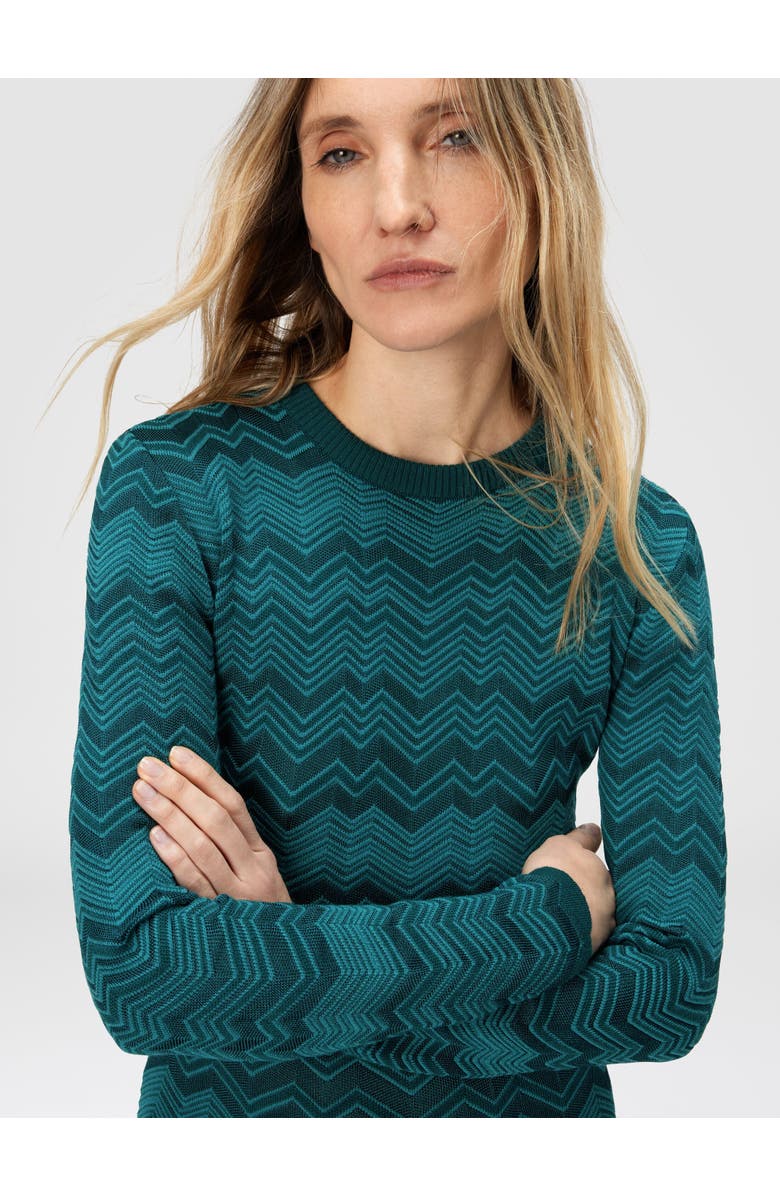 Missoni Long Sleeve Short Dress With Chevron Pattern, Alternate, color, Multicoloured