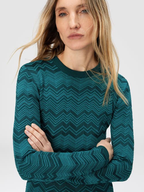 Missoni Long Sleeve Short Dress With Chevron Pattern In Multi