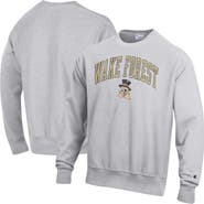 Champion Men's Champion Gray Wake Forest Demon Deacons Distressed Arch Over Logo Reverse Weave Crew Neck Sweatshirt