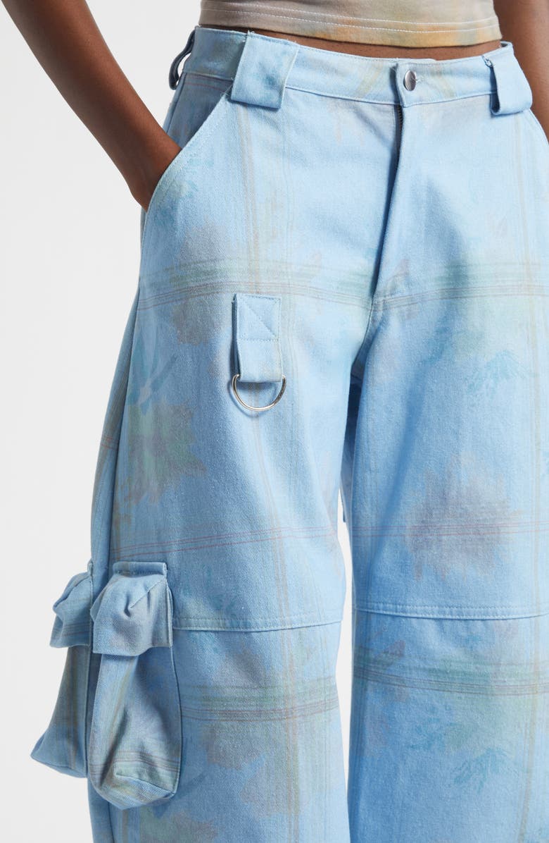 Collina Strada Lawn Floral Plaid Cargo Jeans, Alternate, color, Denim Picnic