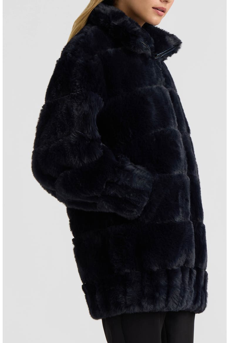 Faux Fur Zip Jacket, Alternate, color, NAVY