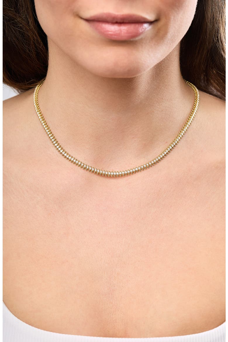 18K Gold Florentine 3.80ct Diamond Tennis Necklace, Alternate, color, 18K YELLOW GOLD/ DIAMOND