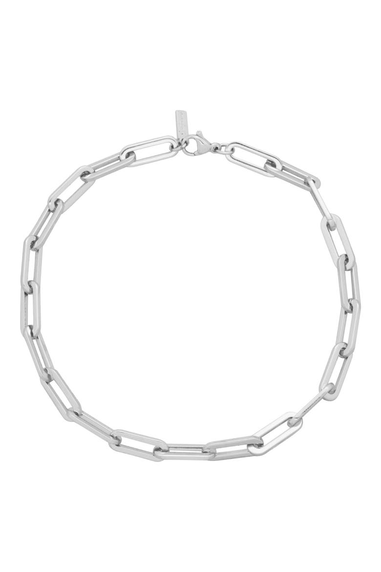 Paper Clip Chain Anklet, Main, color, SILVER