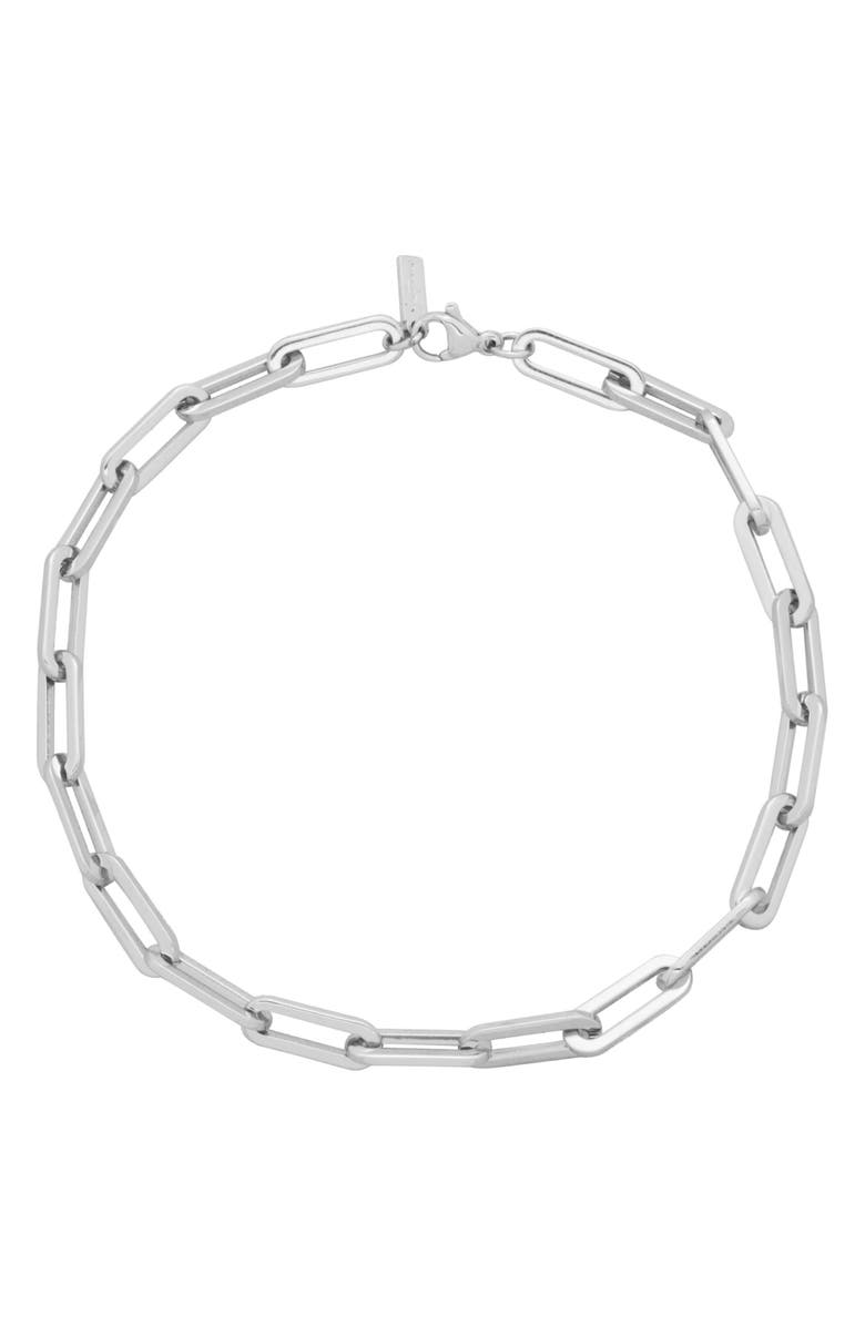 st. Moran Paper Clip Chain Anklet, Main, color, Silver