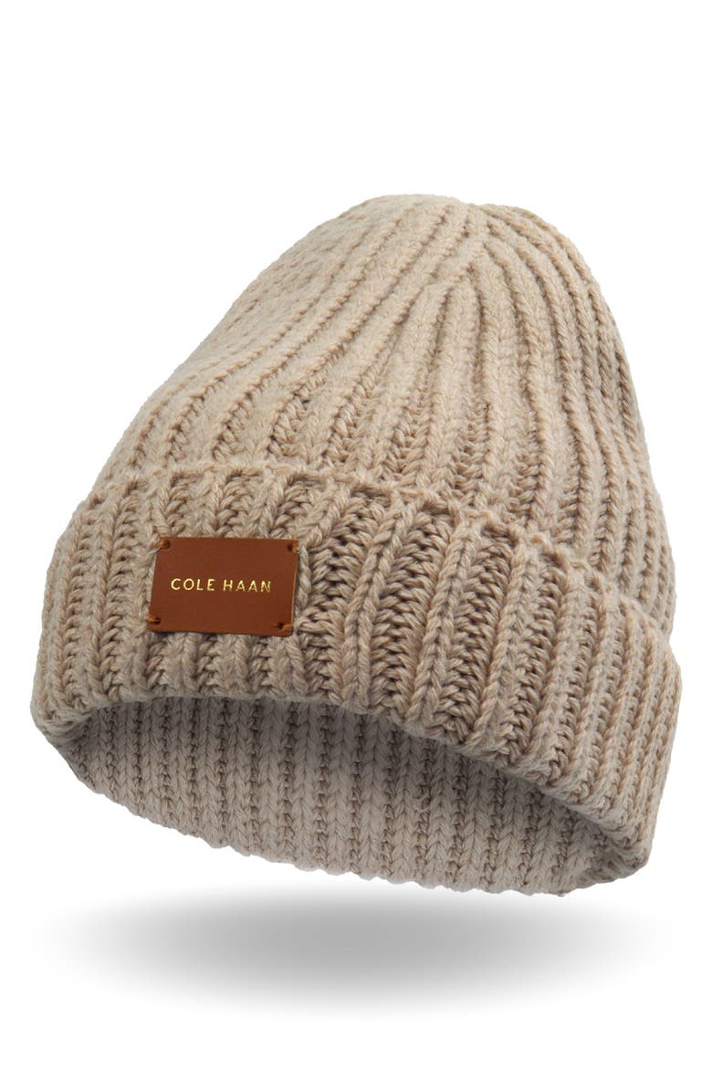 Cole Haan Chunky Cuff Beanie, Alternate, color, Light Sesame