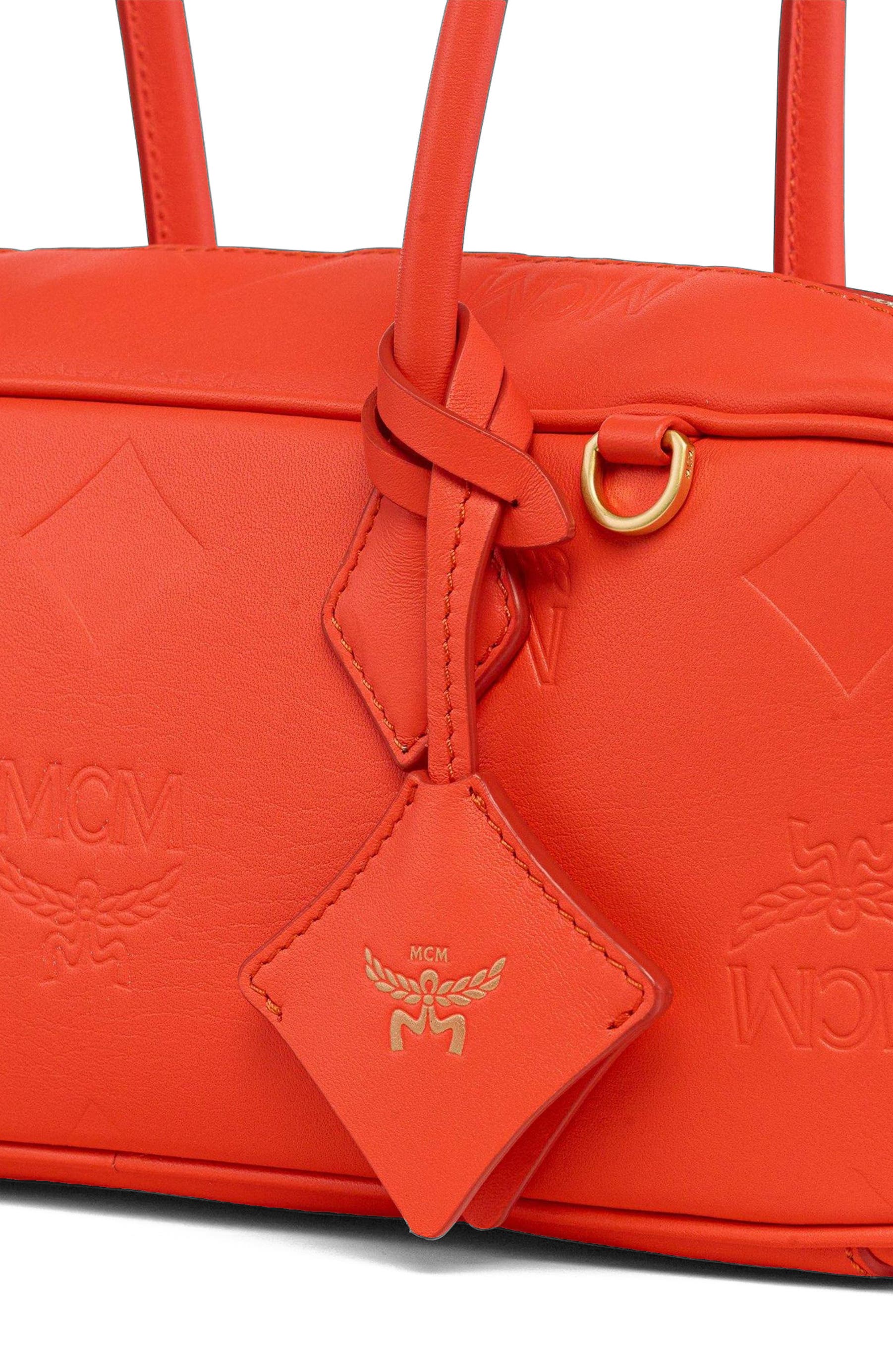 MCM Aren Shoulder Bag in Maxi Monogram Leather, Alternate, color, Orange