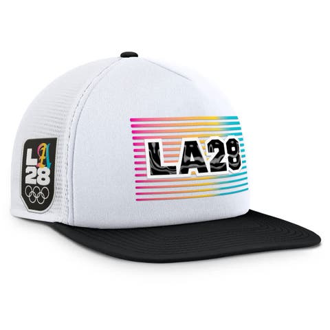 Men's Fanatics White/Black LA28 Summer Olympics On Deck A-Frame Trucker Adjustable Hat
