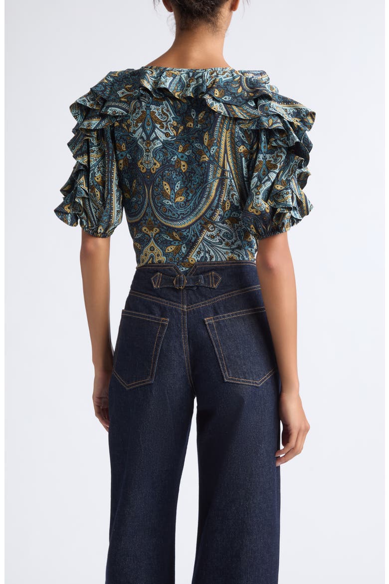 Josephine Ruffled Silk Top, Alternate, color, PRUSSIAN