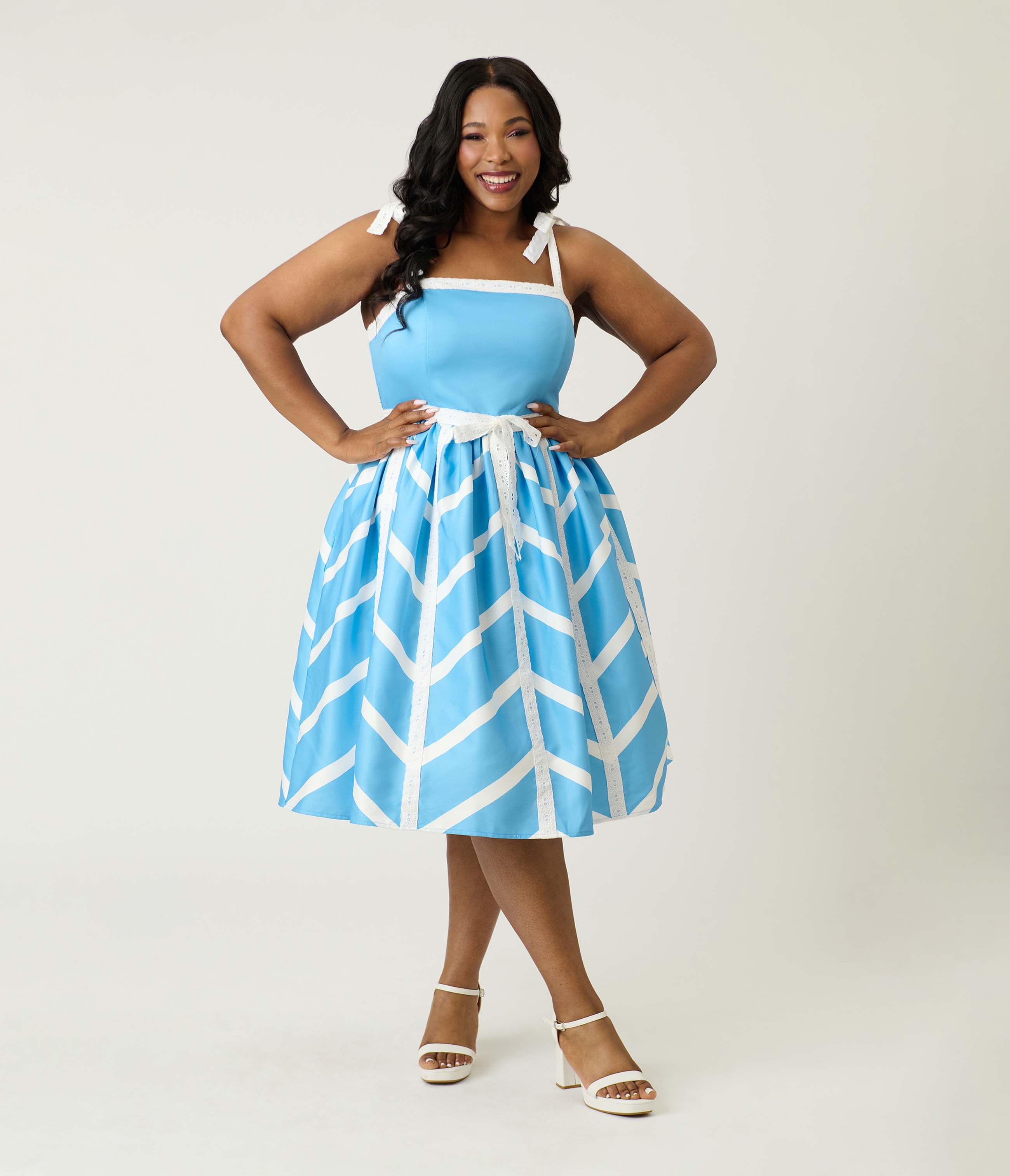 Plus Size Chevron Eyelet Swing Dress