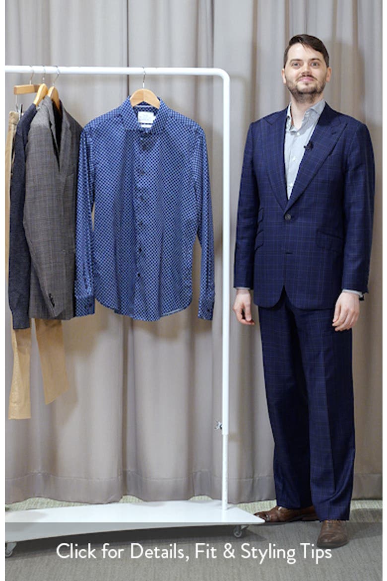 Reworked Slim Fit Blue Diamond Print Cotton Dress Shirt video