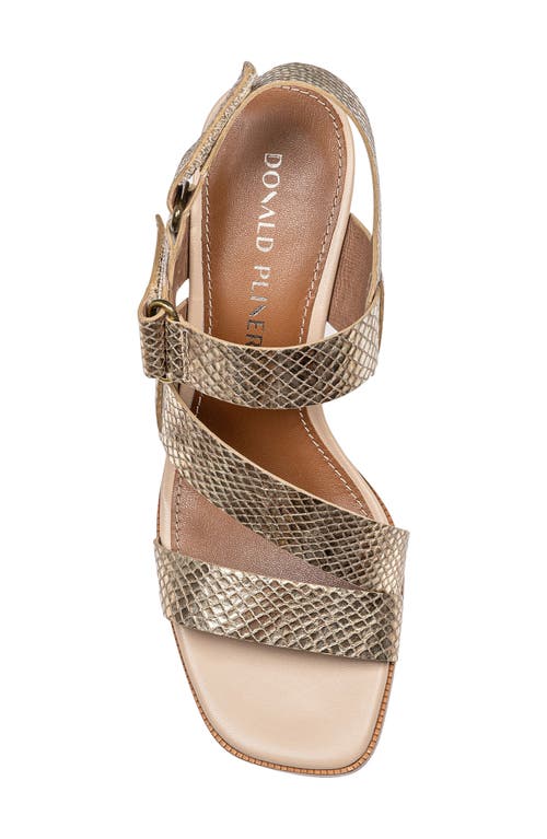 Donald Pliner Fisherman Kitten Heel Sandal In Platino Embossed