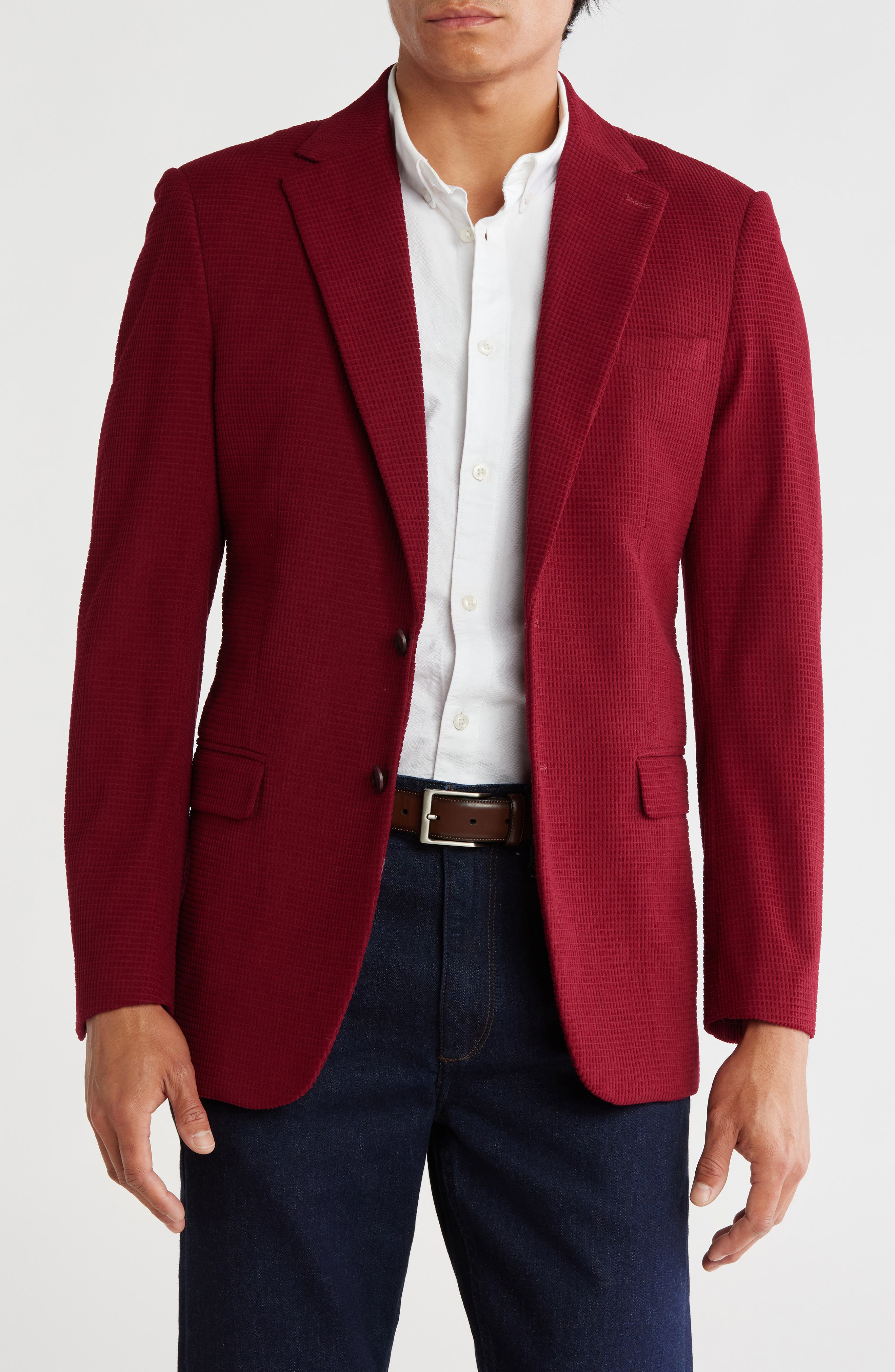 T.R. PREMIUM Slim Fit Solid Cotton Blend Textured Blazer