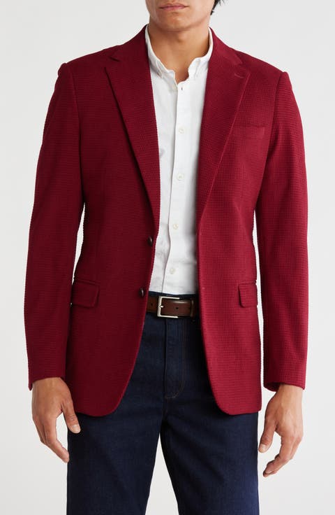 Slim Fit Solid Cotton Blend Textured Blazer