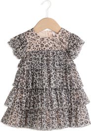 NEXT Leopard Print Ruffle Mesh Dress