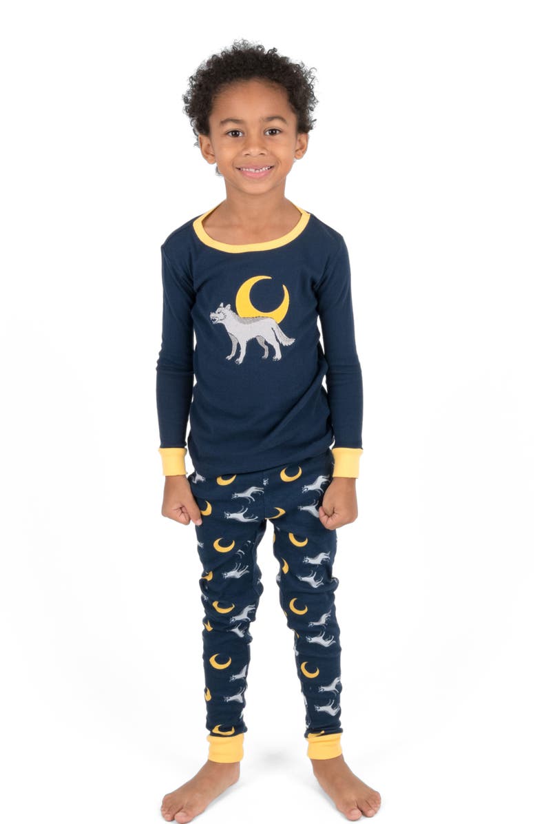 Leveret Kids Two-Piece Cotton Printed Matching Family Pajamas, Animal Friends, Main, color, Wolf