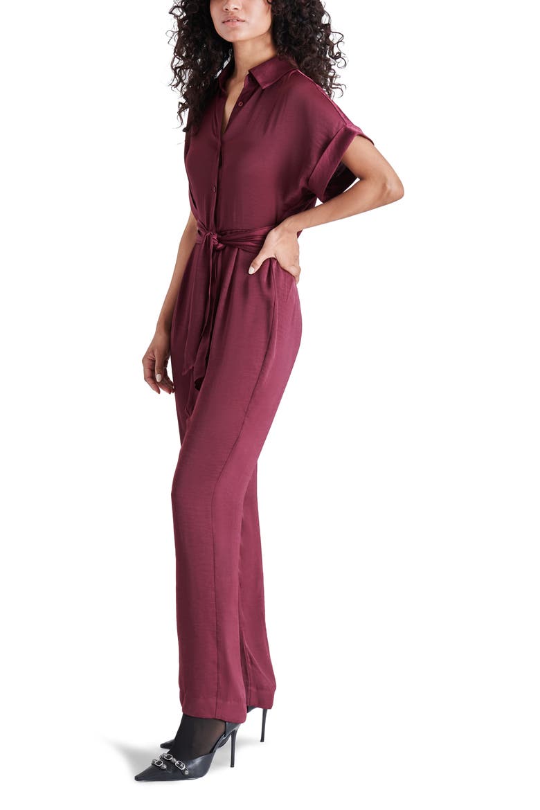 Tie Front Jumpsuit, Alternate, color, WINDOR WINE