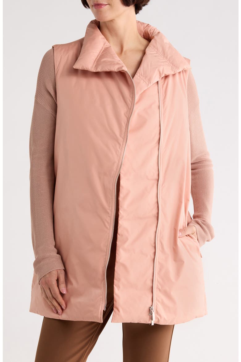 Zip Front Down Puffer Vest, Main, color, BLUSH PEACH