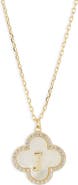 Argento Vivo Sterling Silver Clover Mother-of-Pearl Initial Pendant Necklace