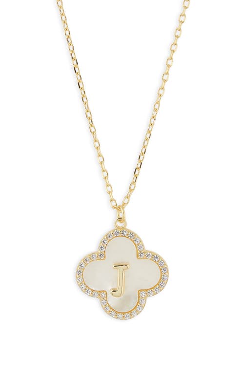 Argento Vivo Sterling Silver Clover Mother-of-pearl Initial Pendant Necklace In Gold