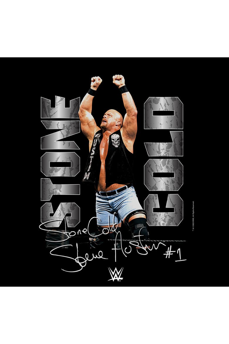 Boy's WWE Stone Cold Steve Austin Signature Photo  Graphic T-Shirt, Alternate, color, Black