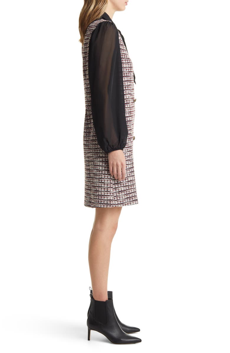 Julia Jordan Long Sleeve Tweed Minidress, Alternate, color, Ivory/ Blue