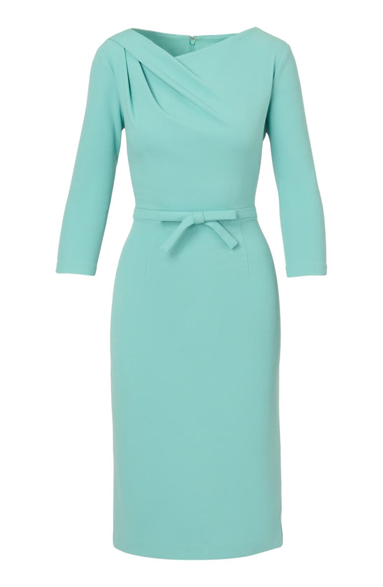 Adrianna Papell Drape Neck Sheath, Alternate, color, Smoky Jade