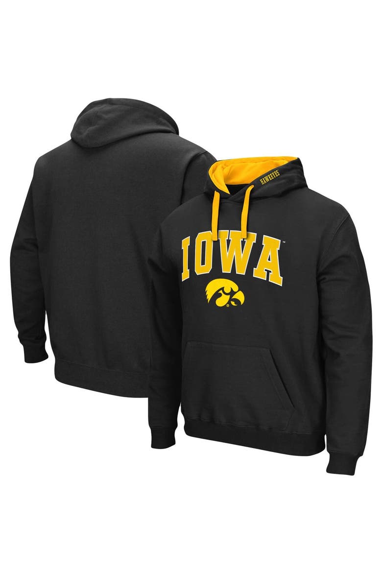Men's Colosseum Black Iowa Hawkeyes Big & Tall Arch & Logo 2.0 Pullover Hoodie, Main, color, Black