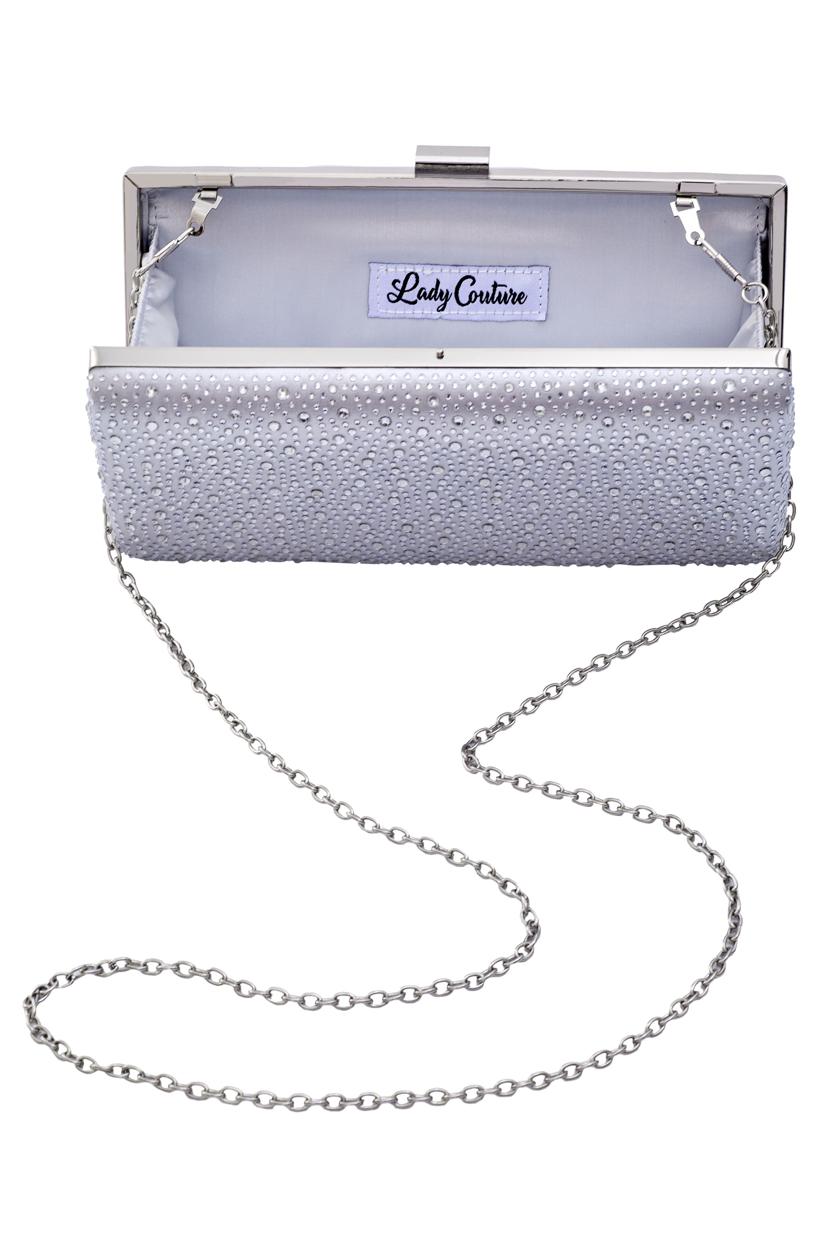 LADY COUTURE Rhinestone Clutch, Alternate, color, Silver