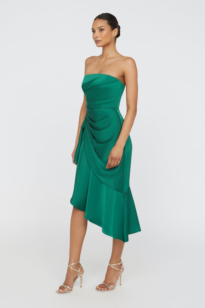 Sinead Strapless Midi Dress, Alternate, color, Emerald