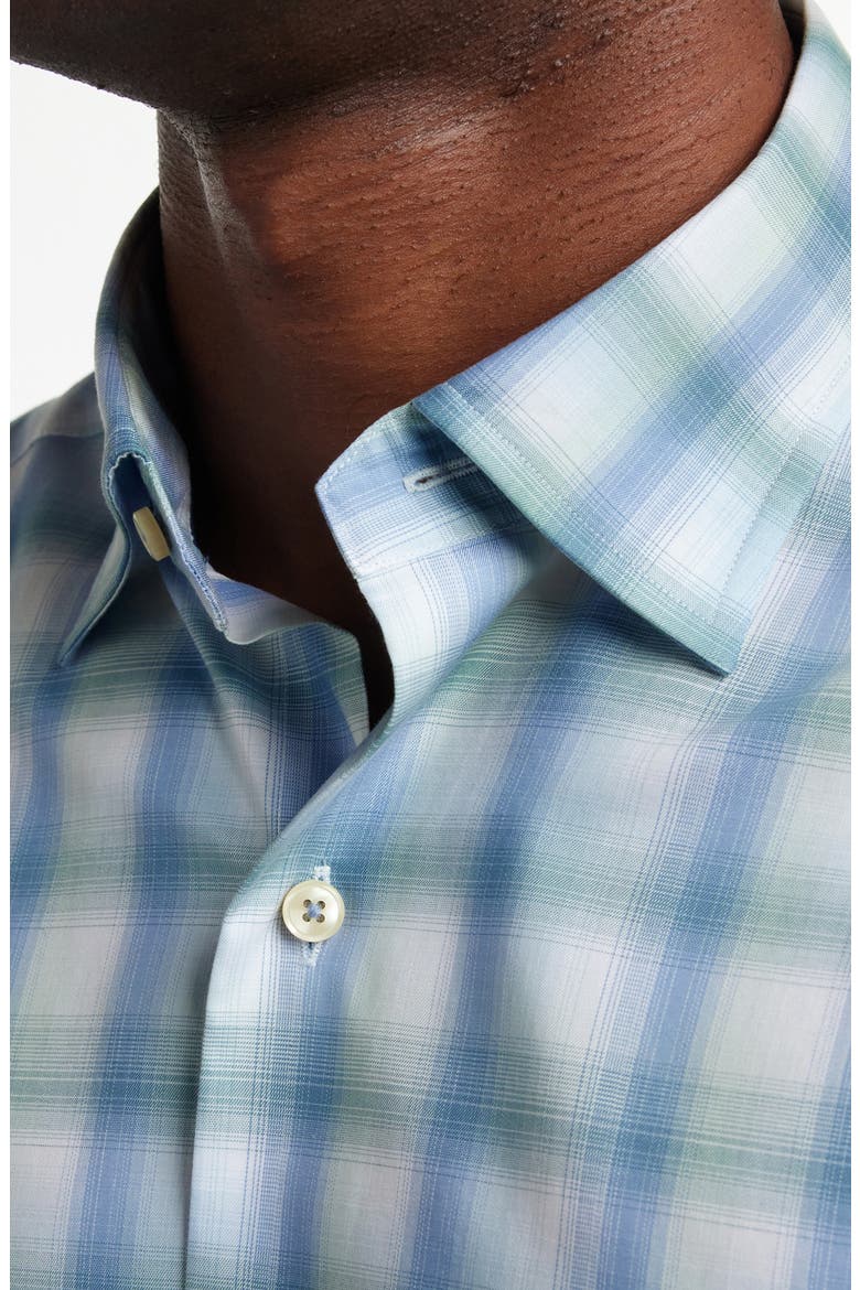 Ombré Twill Check Sport Shirt, Alternate, color, BLUE/ GREEN
