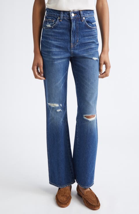 Dylan Ripped High Waist Straight Leg Jeans (City Lights)