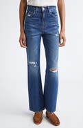 Veronica Beard Dylan Ripped High Waist Straight Leg Jeans