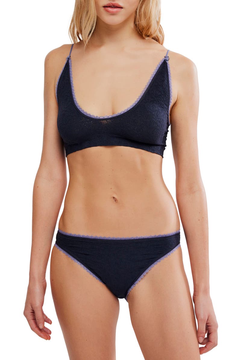 Free People Sweet Point Seamless Bikini, Main, color, Black Combo