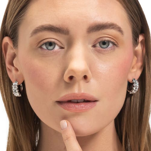 Bliss Diamond 6ct Emerald Cut Diamond Hoops 14k Gold Lab Grown Earrings In White Gold