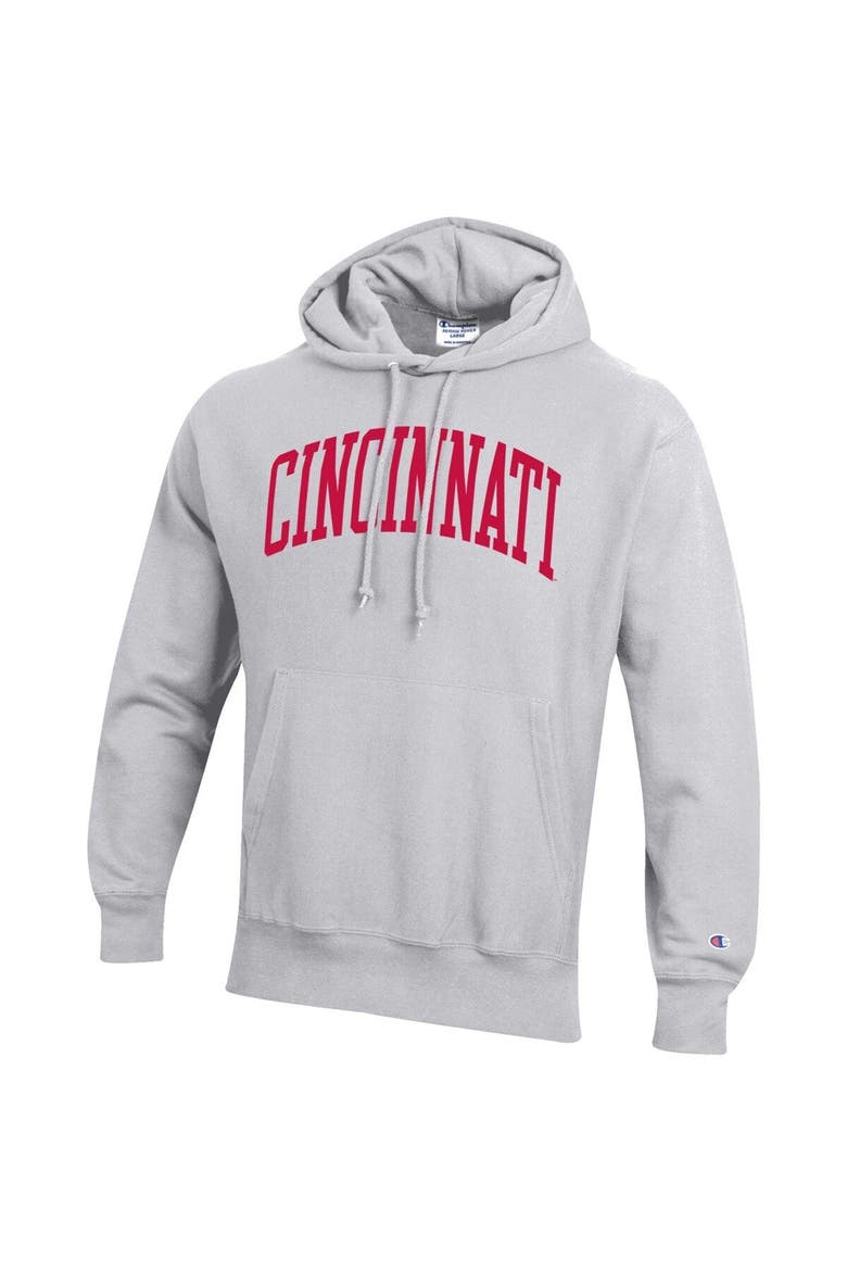 Men's Champion Heathered Gray Cincinnati Bearcats Team Arch Reverse Weave Pullover Hoodie, Alternate, color, Heather Gray