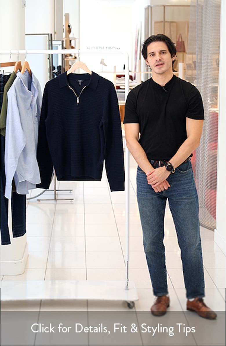 Hamilton Textured Long Sleeve Wool Quarter Zip Polo, sales video thumbnail