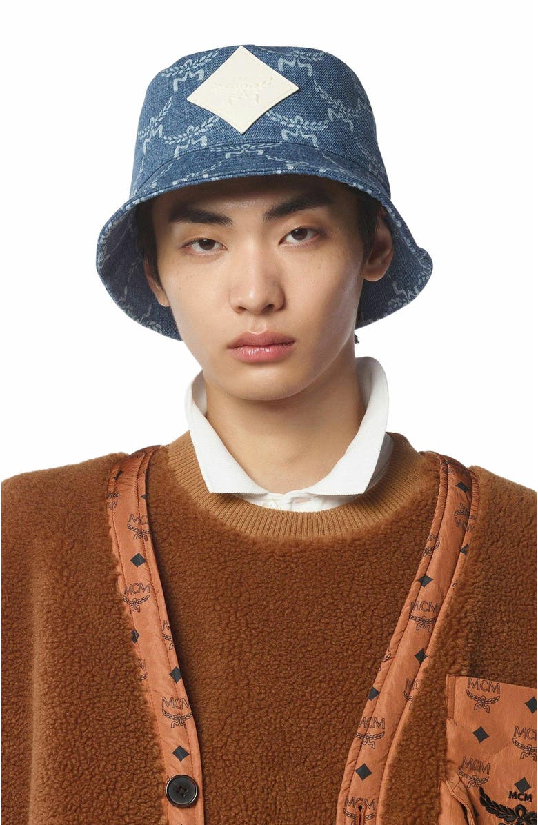 MCM Lauretos Denim Bucket Hat, Alternate, color, Electric Lilac