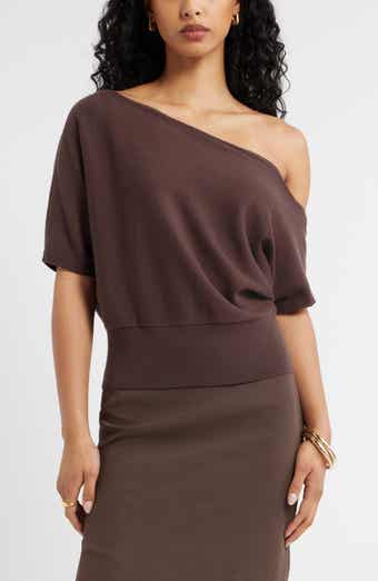 One-Shoulder Short Sleeve Sweater