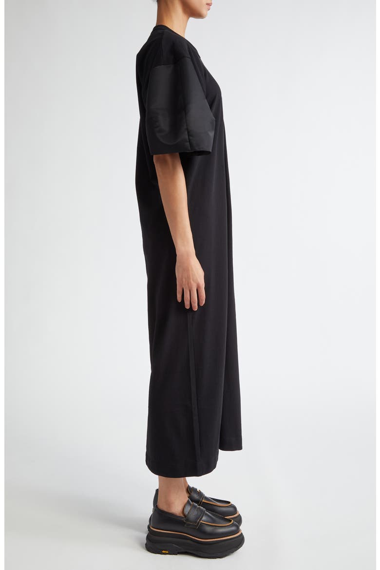 Mixed Media T-Shirt Maxi Dress, Alternate, color, BLACK