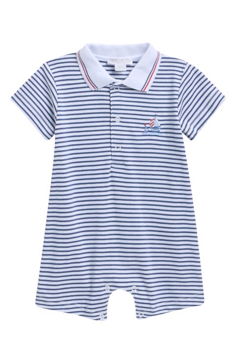 Stripe Pima Cotton Polo Romper (Baby)