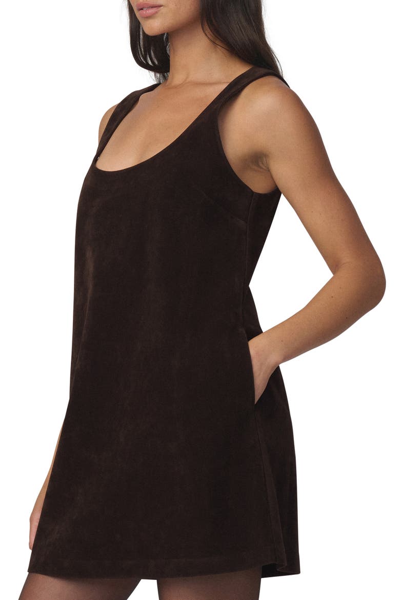 The Scoop Neck Faux Leather Minidress, Alternate, color, DARK CHOCOLATE