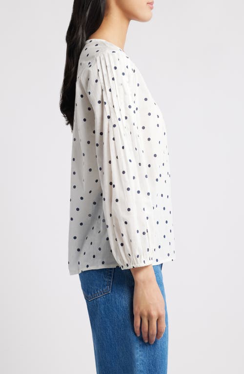 Caslonr Caslon(r) Pintuck Pleat Top In Ivory Cloud- Navy Dame Dot