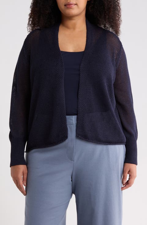 Organic Linen & Organic Cotton Cardigan (Plus)