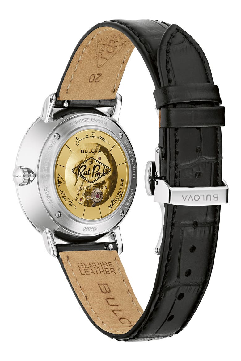 Frank Sinatra Rat Pack Leather Strap, 40mm (Limited Edition), Alternate, color, SILVER-TONE