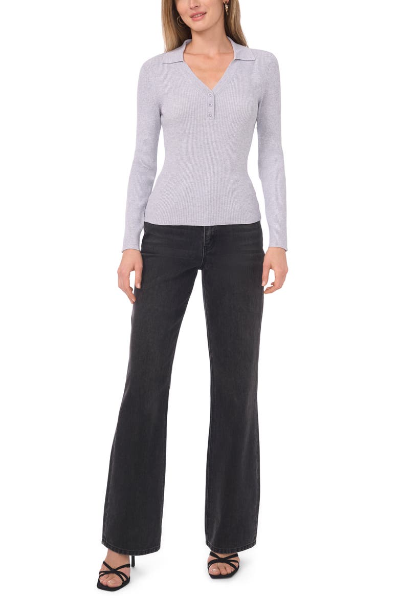 Ribbed Polo Sweater, Alternate, color, LIGHT HEATHER GREY