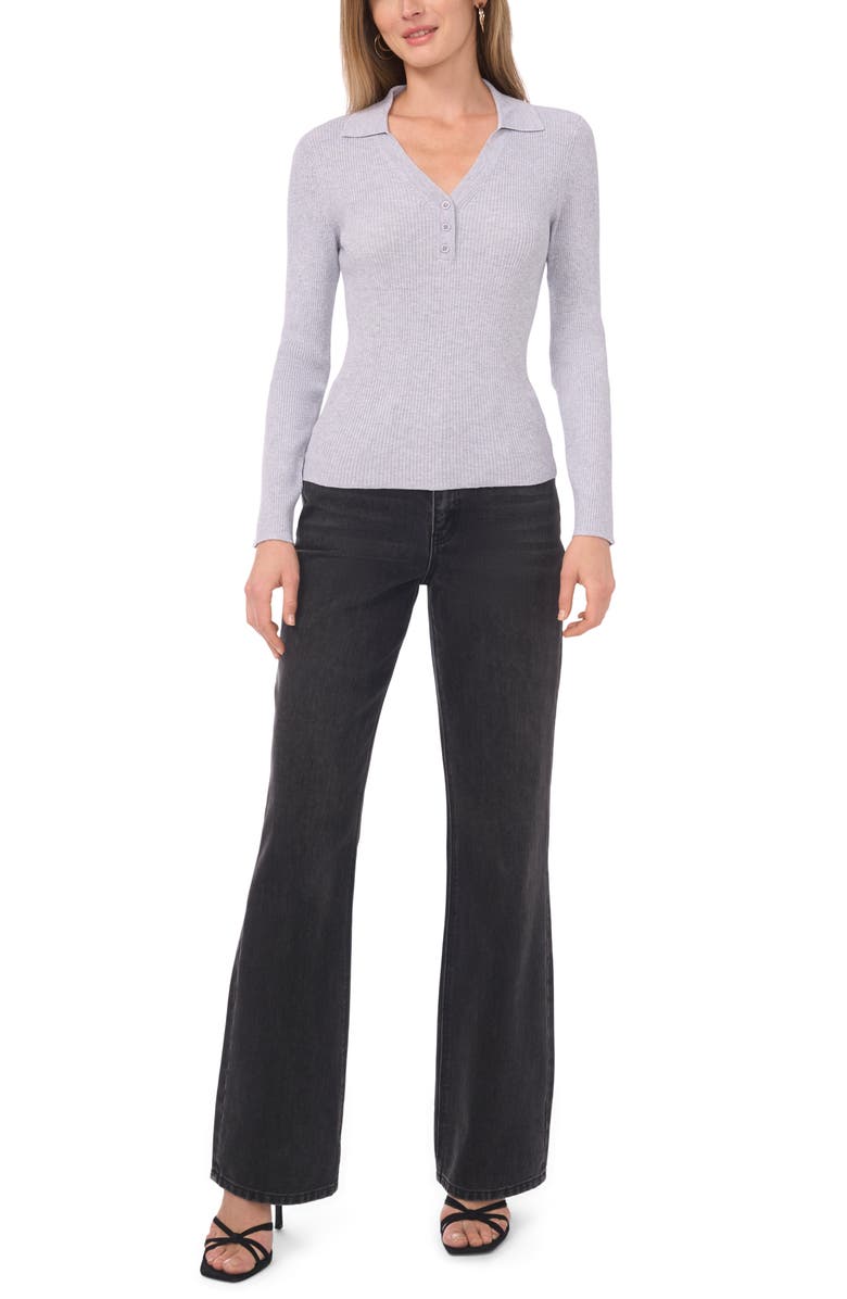 1.STATE Ribbed Polo Sweater, Alternate, color, Light Heather Grey