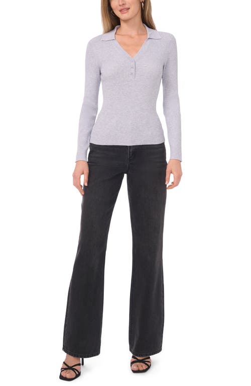 1.state Ribbed Polo Sweater In Gray