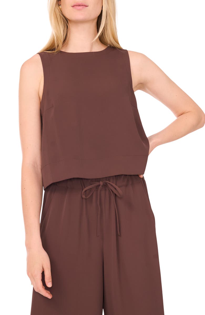 1.STATE Sleeveless Boxy Twill Top, Main, color, Chocolate