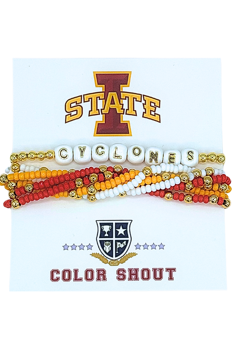 Iowa State Lucky 7 Bracelet Set, Main, color, Yellow Gold