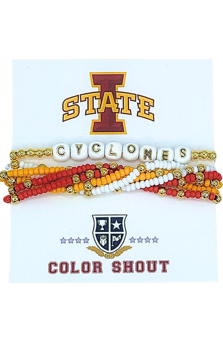 Color Shout Iowa State Lucky 7 Bracelet Set, Main, color, Yellow Gold